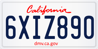 CA license plate 6XIZ890