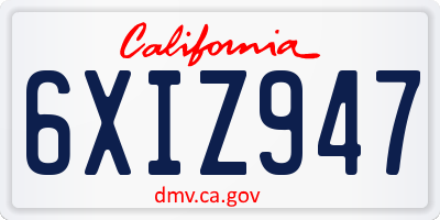 CA license plate 6XIZ947