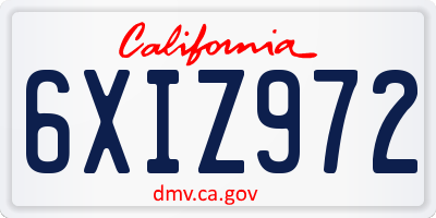 CA license plate 6XIZ972