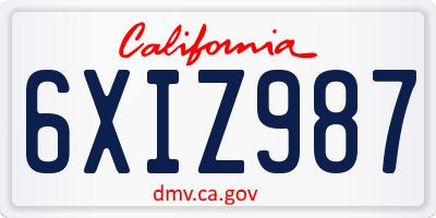 CA license plate 6XIZ987