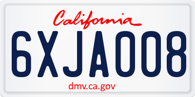 CA license plate 6XJA008