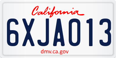 CA license plate 6XJA013