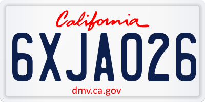 CA license plate 6XJA026