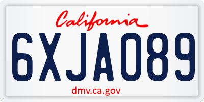 CA license plate 6XJA089