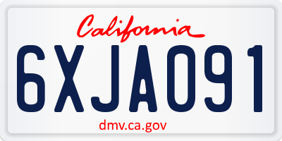 CA license plate 6XJA091