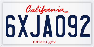 CA license plate 6XJA092