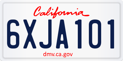 CA license plate 6XJA101