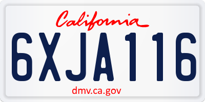 CA license plate 6XJA116