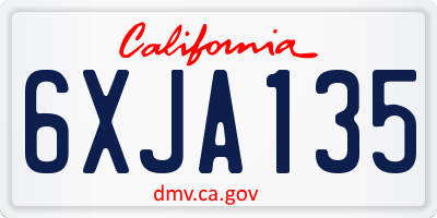 CA license plate 6XJA135