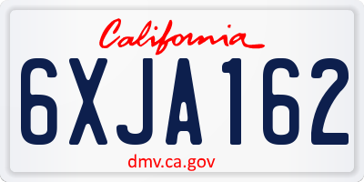 CA license plate 6XJA162