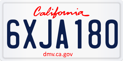CA license plate 6XJA180