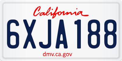 CA license plate 6XJA188