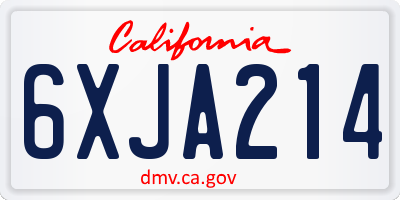 CA license plate 6XJA214