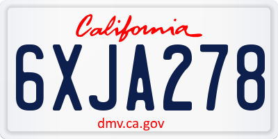 CA license plate 6XJA278
