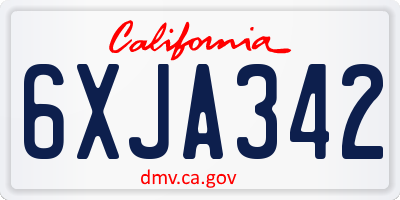 CA license plate 6XJA342