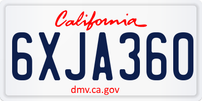 CA license plate 6XJA360