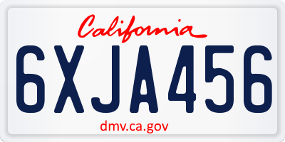 CA license plate 6XJA456