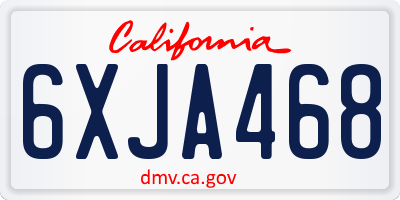 CA license plate 6XJA468