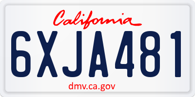 CA license plate 6XJA481