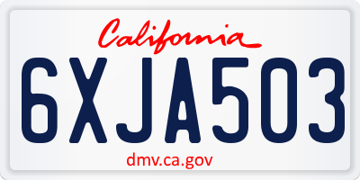 CA license plate 6XJA503