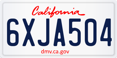 CA license plate 6XJA504