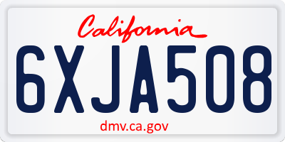 CA license plate 6XJA508