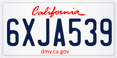 CA license plate 6XJA539