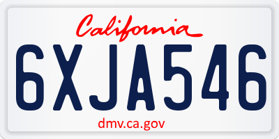 CA license plate 6XJA546
