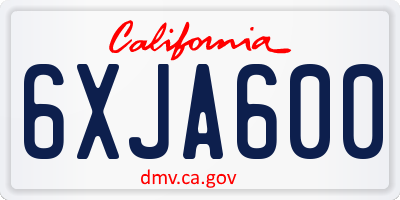 CA license plate 6XJA600