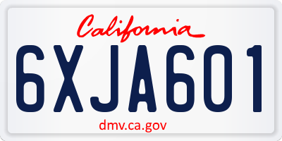 CA license plate 6XJA601