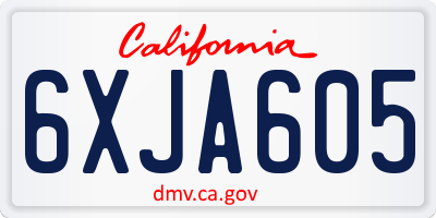 CA license plate 6XJA605