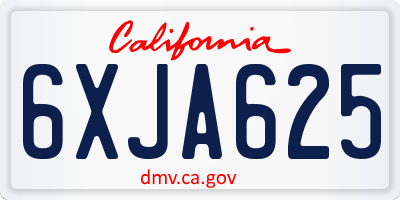 CA license plate 6XJA625