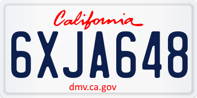 CA license plate 6XJA648