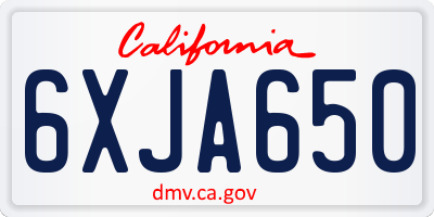 CA license plate 6XJA650