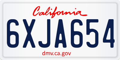 CA license plate 6XJA654