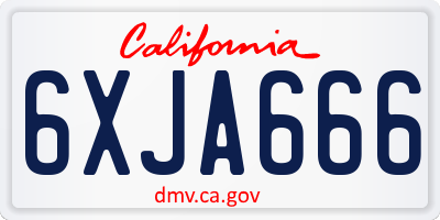 CA license plate 6XJA666