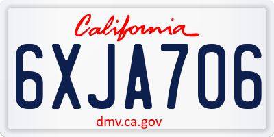 CA license plate 6XJA706