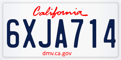 CA license plate 6XJA714