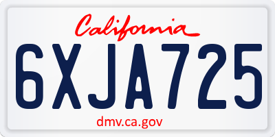 CA license plate 6XJA725