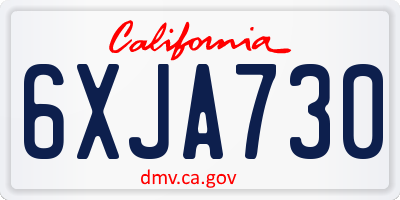 CA license plate 6XJA730