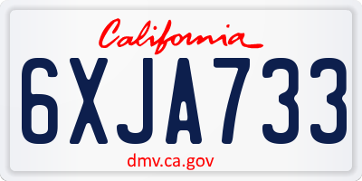 CA license plate 6XJA733