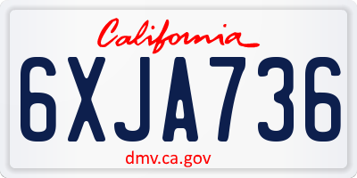 CA license plate 6XJA736