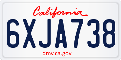 CA license plate 6XJA738