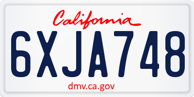 CA license plate 6XJA748