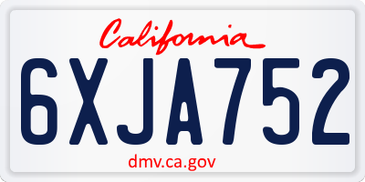 CA license plate 6XJA752