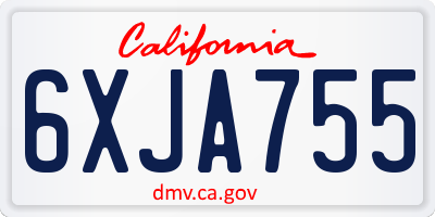 CA license plate 6XJA755