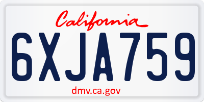 CA license plate 6XJA759