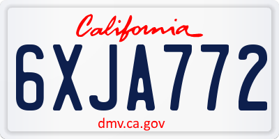 CA license plate 6XJA772