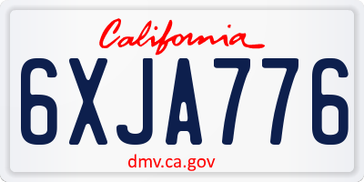 CA license plate 6XJA776