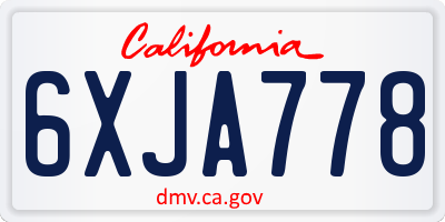 CA license plate 6XJA778